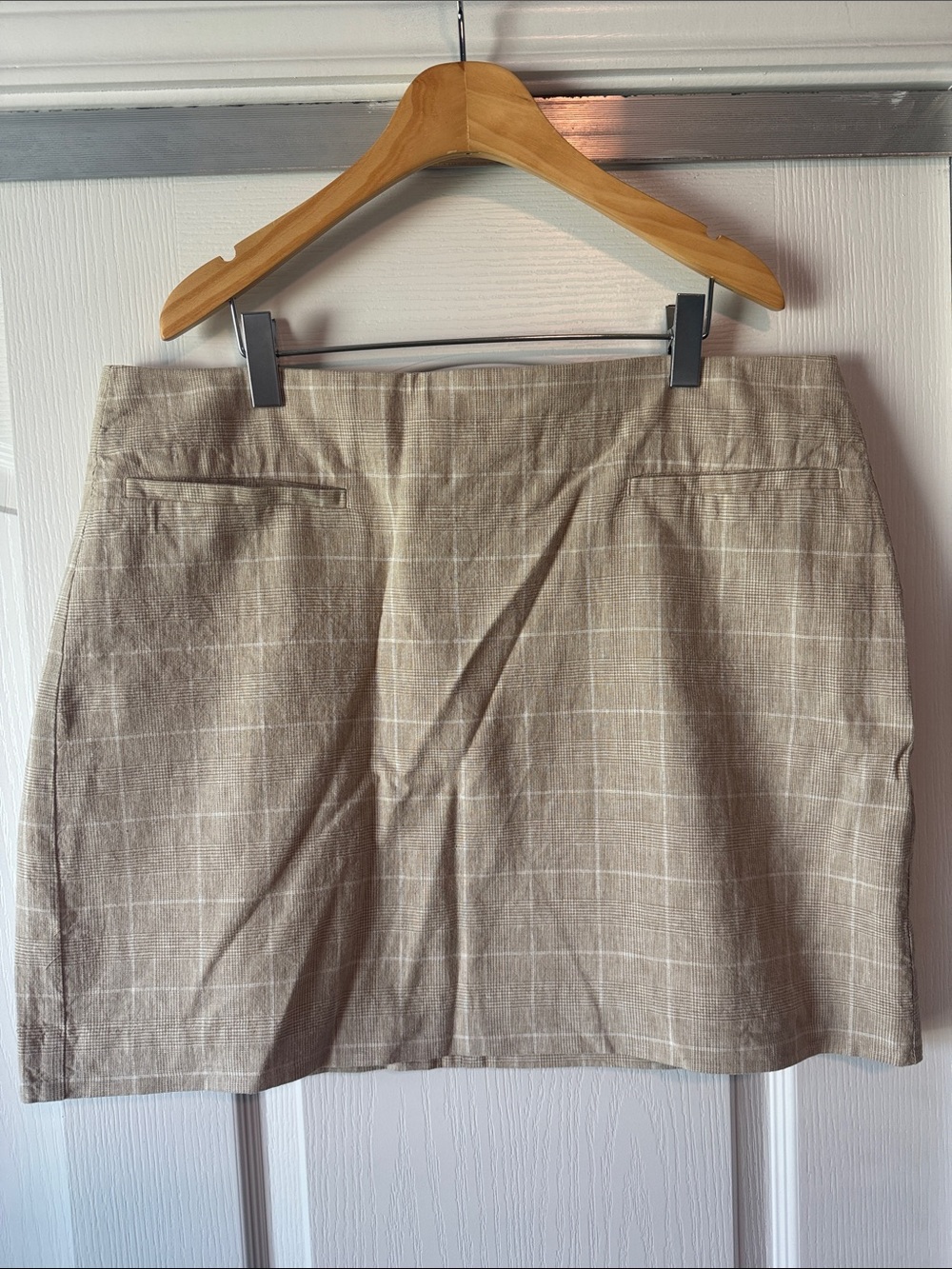 MWT Madewell Neutral Beige Plaid Linen-Blend Mini Skirt